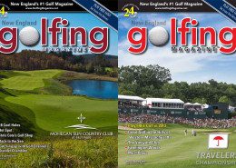 The new england golfing magazine covers side by side.